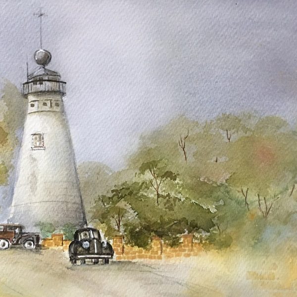 Old Windmill Then Watercolour