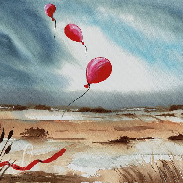 red balloons watercolour